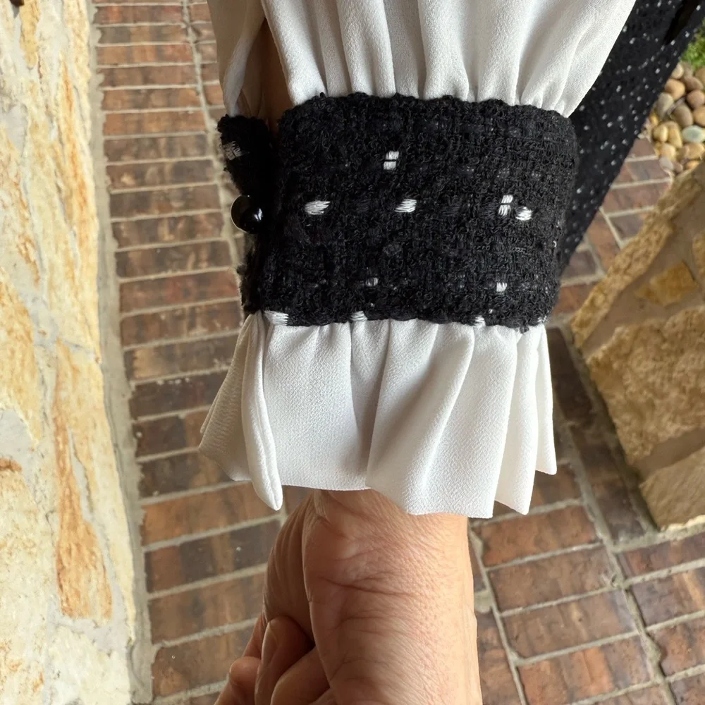 Dainty Jewells Black and Cream Long Sleeve Dress - Picture 5 of 6